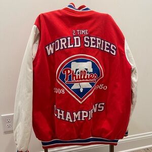 Phillies Two-Time World Series Champions MLB Varsity Jacket. Men’s Large.